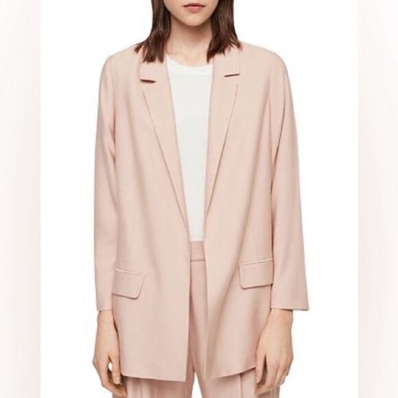 All Saints Aleida Rose Cream Tan Blazer Jacket Nude Oversized Size 2 - Picture 6 of 11